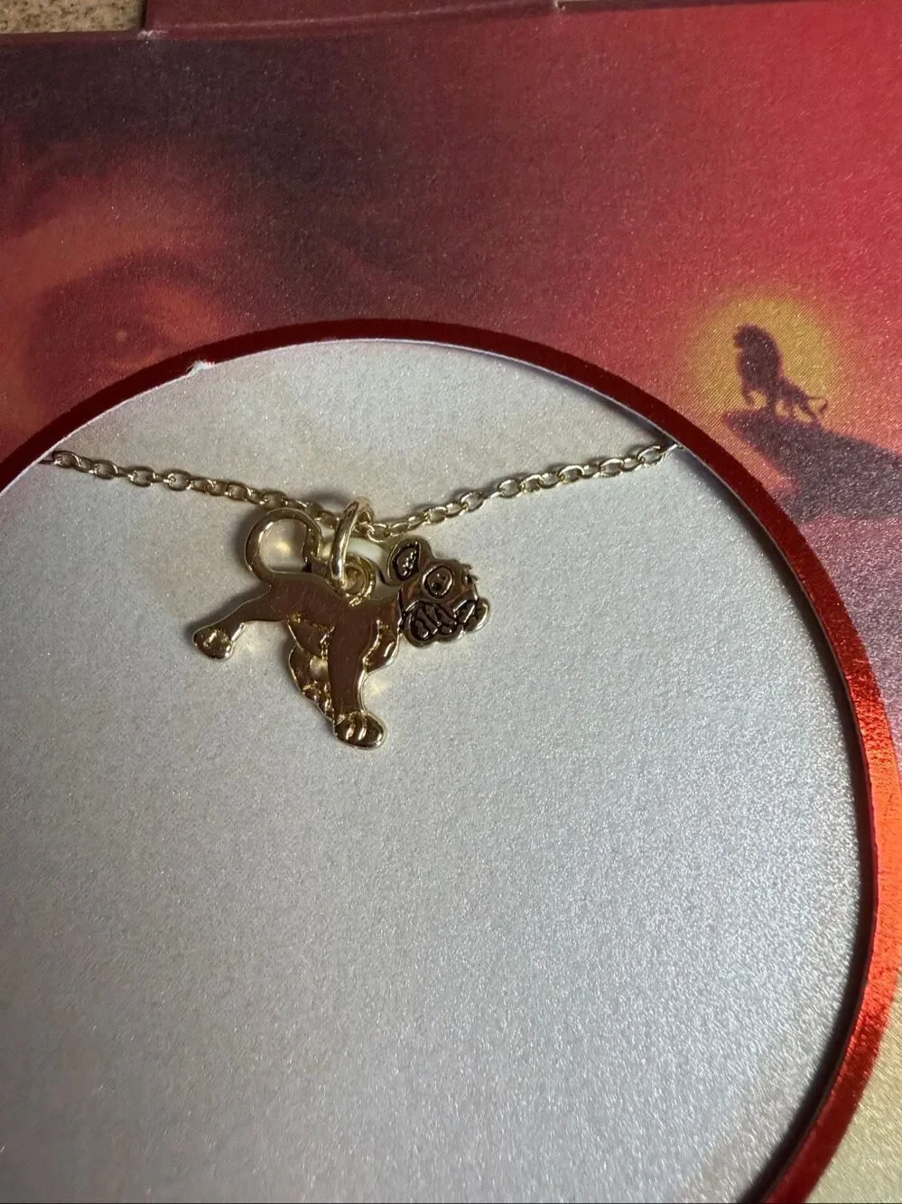 Disney The Lion King Simba Dainty Necklace LA Rocks Gold Tone NWT